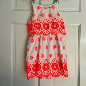 Crewcuts white dress with pink embroidery and eyelids. Size 5.